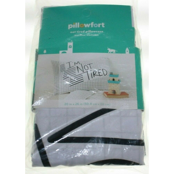 NIP Black & White Standard Pillowcase Set "I'm Not Tired" by Pillowfort - Picture 3 of 3